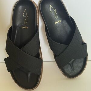 Joie Black Crisscross Slide Sandals